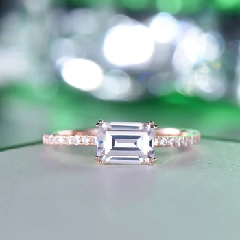 1.0carat Moissanite Promise Ring 14k Solid Rose Gold Color Marriage Bride Jewelry Аксессуары для женщин Обручальное кольцо