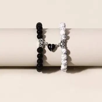 1 пара браслетов из бисера модный белый бирюзовый черный белый магнитный магнитный браслет любви для женщин мужчин ювелирные изделия подарки