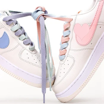 1 пара плоских шнурков Прецизионное плетение AF1 Шнурки для обуви Маленькие белые туфли Розовые шнурки, используемые для кроссовок Casual 120/140/160CM