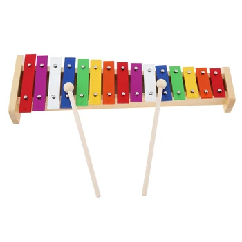 15 нот Музыкальный инструмент Орфа Детский деревянный ксилофон для образовательного и дошкольного обучения с деревянными молотками, радужным вибрафоном