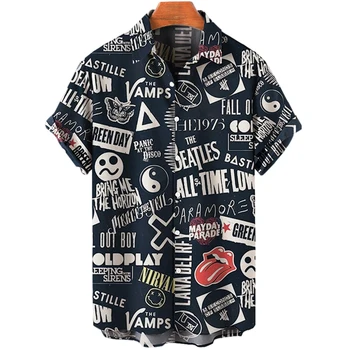 2021 Мужские рубашки Креативная рубашка с принтом панды с коротким рукавом Мужские уличные летние пляжные ретро-рубашки Harujuku для мужчин