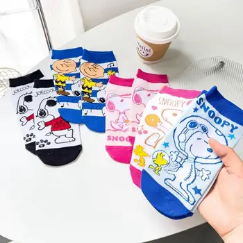 2024 Miniso Snoopy Носки Kawaii Cartoon Короткие носки Японское издание Студент Четыре сезона Хлопковые носки Kawaii Женские носки для лодок