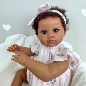 24 дюйма темно-коричневая кожа Reborn Toddler Baby Doll Ручная роспись видимые вены 3D Skin Reborn Dolls Kit