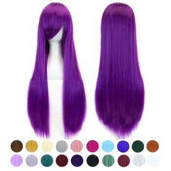 32 дюйма длинные прямые косплей парики фиолетовый черный аксессуары для вечеринок аксессуары для волос синтетический парик для женщин