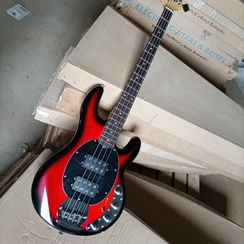 4-струнная красная электрическая бас-гитара с активной цепью накладка грифа из палисандра настраиваемая