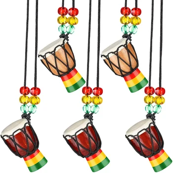 5 шт. Ожерелья для инструментов Djembe Drum Mini Pendant African Drum Деревянное ожерелье Барабаны и перкуссия