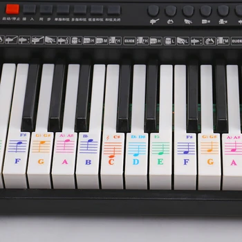 61 клавиши Съемное многоразовое пианино для KEY Этикетки Наклейки на клавиатуру пианино Рейки для фортепиано для начинающих