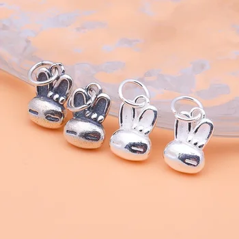 925 стерлингового серебра милый кролик кулон твердый кулон браслет ожерелье diy материал ювелирные изделия аксессуары