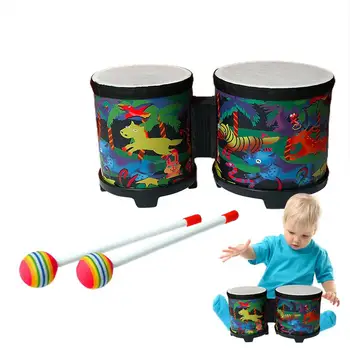 Bongo Drums Взрослые Детский барабан Перкуссионный инструмент Музыкальная игрушка Детская барабанная установка Деревянные музыкальные инструменты ручной работы с 2