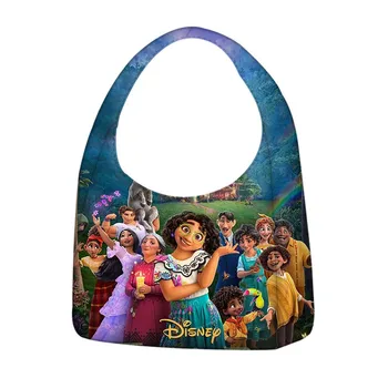 Disney Encanto Tote Многоразовые сумки через плечо Женщины Повседневные сумки Девочки Портативная сумка для покупок Дорожная сумка