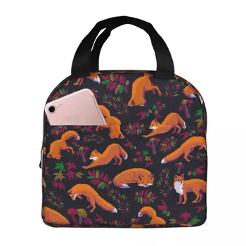 Forest Fox Изолированные сумки для ланча Портативные сумки для пикника Термоохладитель Ланч-бокс Ланч-тоут для женщин Работа Дети Школа