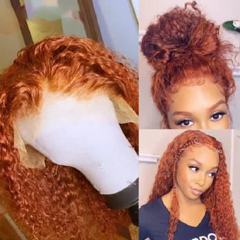Ginger Orange 26 дюймов Длинный кудрявый кружевной парик спереди для женщин BabyHair Термостойкий натуральный волосяной парик для ежедневного косплея