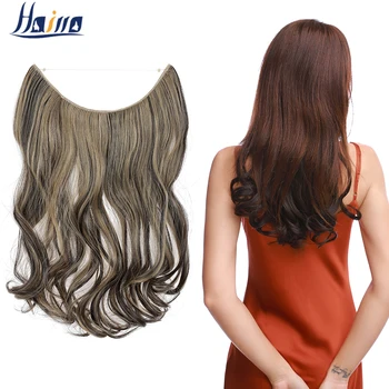 Hairro 20 дюймов Невидимый провод Без зажимов в наращивании волос Secret Fish Line Hair Piece Кудрявые волнистые волосы для женщин