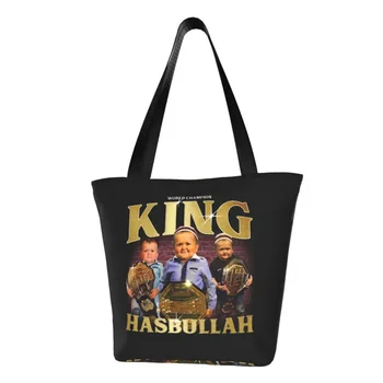 Kawaii Print MMA King Hasbulla Tote Сумка для покупок Портативная холщовая сумка Hasbullah Handbag