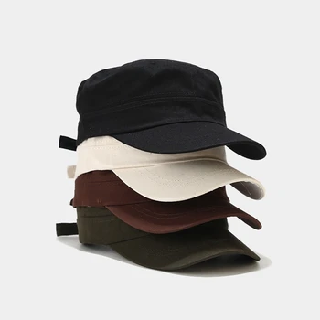 New Sun Бейсбол Кадет Простая кепка Мода Мужчины Женщины Армейская кепка Шляпа Плоские Верхние Шляпы Поля Козырек Шапка Кепка Короткие Поля Кепка