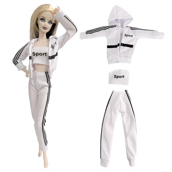NK Официальный 1 комплект Повседневная повседневная одежда Белая спортивная одежда Йога Спортивный костюм Кукольный домик Аксессуары для Барби Кукла Одежда