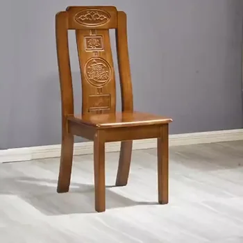 O180Обеденный стул из массива дерева утолщенный новый китайский гостиничный стул Дубовый резной стул в стиле ретро стул для ресторана дома оптом