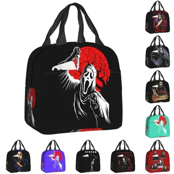 Scream Ghostface Термоизолированная сумка для ланча Horror Killer Tv Movie Многоразовая сумка для обеда для работы Школьные путешествия Хранение Коробка с едой