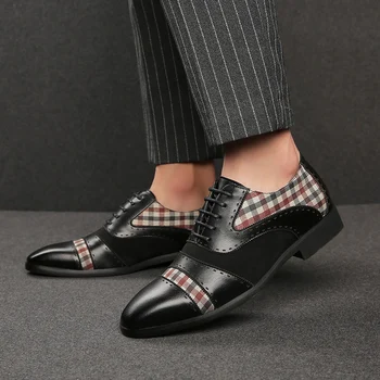 Topvivi Мужские высококачественные британские стиль Роскошные мужские лоферы на шнуровке Повседневная классическая обувь Кожаная коричневая обувь Slip On Wedding Shoes