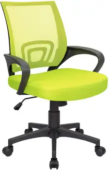 Vineego Сетчатый офисный стол со средней спинкой Эргономичное регулируемое по высоте компьютерное кресло с поясничной опорой и подлокотником Зеленый