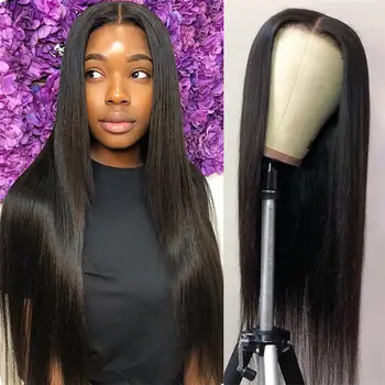  Wear And Go 13x4 Bone Straight Malaysia Human Hair 7x5 Pre Cut Lace Closure Бесклеевой парик Готов к работе Prepeded Lucked Hairline