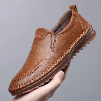 Весна Осень Черно-коричневые Мокасины Обувь для мужчин 2023 Дизайнерская кожаная повседневная обувь Мужская итальянская обувь Slip on Shoes