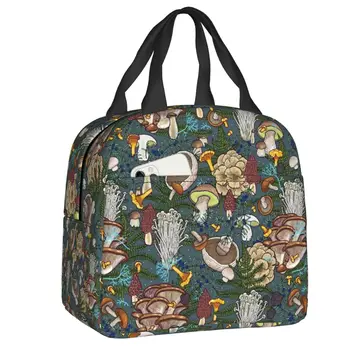 Грибной лес Утепленная сумка для ланча для женщин Герметичный термокулер Бенто Касса Пикник Путешествия