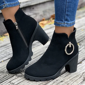 Женская дизайнерская готическая обувь на платформе на высоком каблуке 2023 осень-зима ботильоны на толстом каблуке женские зимние сапоги Zapatos de Mujer