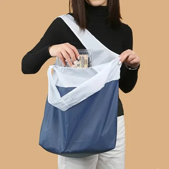 Женщины Складная сумка для покупок Портативные экологические сумки большой емкости Повседневная сумка Синяя сумка для хранения