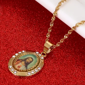 Иисус Портрет Ожерелье Кулон Женщины Иисус Отец Крест Ожерелье Христианские Ювелирные Изделия