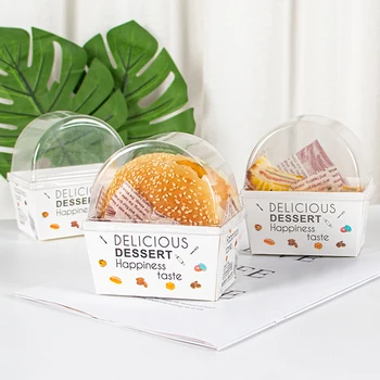 Индивидуальный продуктКорейская коробка для сэндвичей с прозрачной крышкой Одноразовая коробка для гамбургеров Бенто Коробка Инструменты для упаковки десертов Takeou