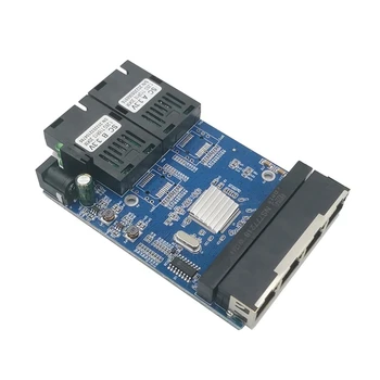Коммутатор Gigabit Ethernet Волоконно-оптический медиаконвертер 4 RJ45 2 10/100/1000M UTP 2F4E Порт печатная плата Прочный Простая установка