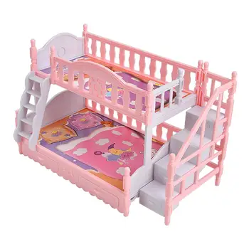 Кукольный домик Мебель Прямая Лестница с Шкафной Лестницей Двуспальная Кровать Для Детей