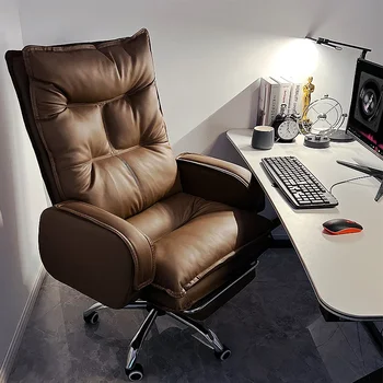 массаж дизайнерский стул подлокотник домашний офис ленивый кожаный стул на колесиках домашний компьютер поворотный акцент silla de escritorio мебель
