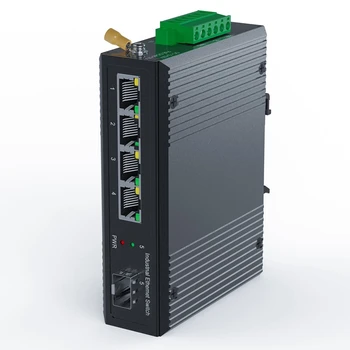 модульный 5-портовый промышленный гигабитный коммутатор Ethernet PoE на DIN-рейку, 4-портовый коммутатор с неуправляемым выходом SFP 10/100/1000 Мбит/с IP40 IP40