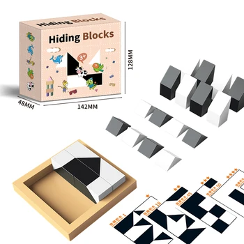 Монтессори Пазлы геометрической формы Строительные блоки Деревянные блоки-головоломки Детская развивающая игра для тренировки логического мышления
