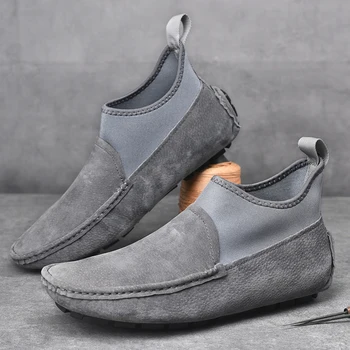 Мужская вулканизированная обувь 2023 Новая повседневная обувь из натуральной кожи Дышащая обувь для ходьбы Дышащие лоферы Кроссовки Chaussure Homme