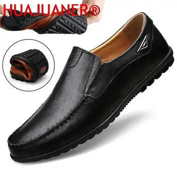 Мужская повседневная обувь из натуральной кожи Люксовый бренд 2023 Мужские лоферы Мокасины Дышащее скольжение на черной обуви для вождения Плюс размер 37-47