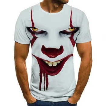 Мужская футболка Графический Племенной 3D-принт О-образный вырез Хэллоуин Выход на улицу с коротким рукавом мужчина Одежда Одежда Уличная одежда смешные футболки мужчины