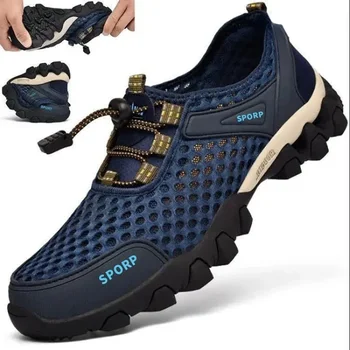 Мужские дышащие кроссовки 2023 Новая модная обувь Альпинистская обувь Мужская обувь для пляжных прогулок Сетчатая обувь Мужская нескользящая