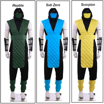 Мужской костюм для косплея Mortal Kombat Sub-Zero Reptile Scorpion с маскировкой лица Костюм бойца Шотокан Ниндзя