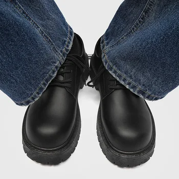 Мужчины Искусственная кожа Повседневная обувь Шнуровка Мужская платформа Дерби Туфли Толстый низ Оксфорды Модные лоферы Вечерняя классическая обувь