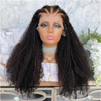 Мягкий 180% плотности 26-дюймовый черный цвет длинный извращенный кудрявый кружевной парик спереди для чернокожих женщин с детскими волосами без клея ежедневно выщипывается