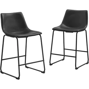 Набор из 2 стульев из искусственной кожи без подлокотников Черная мебель для кафе без груза