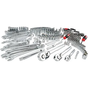 Набор механических инструментов, привод 1/4 дюйма, 3/8 дюйма и 1/2 дюйма, включает трещотки, торцевые головки, шестигранные ключи и гаечные ключи, 308 штук (CMMT45938)