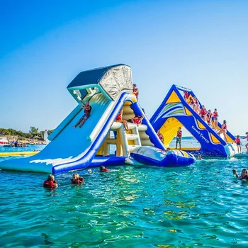 Надувной плавучий аквапарк Батут Водный треугольник Горка для взрослых и детей