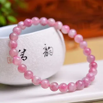 Натуральные круглые розовые турмалиновые бусины браслеты 6 мм для женщин и девочек подарок безделушка бисер аксессуары
