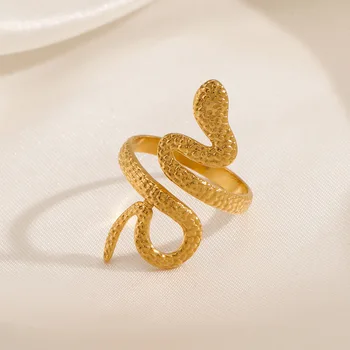нержавеющая сталь золотого цвета роскошные змеиные открытые кольца для женщин женские новые модные готические регулируемые кольца на палец ювелирные изделия подарок