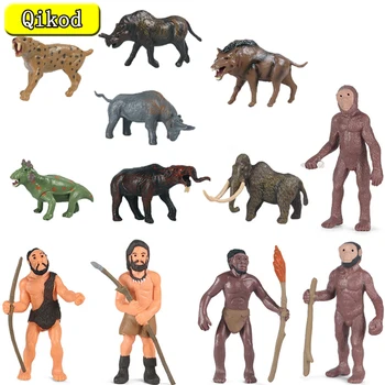 Новые древние животные Эволюционная история человека Отображает статуэтки Мамонта Австралопитека К Пещерному человеку Модели Детская развивающая игрушка