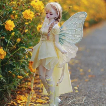 новый стиль 1/4 бжд кукла одежда, маленькая свежая светло-желтая юбка девушка платье бесплатная доставка